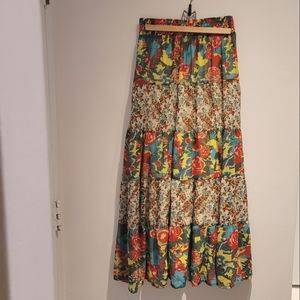 Lady Dutch Full Length Maxi Flower Tiered Skirt